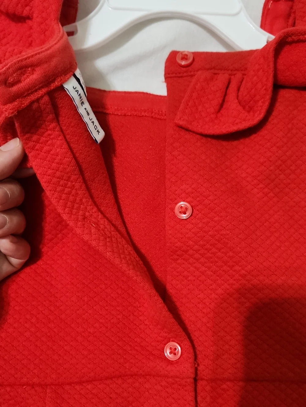 Janie and Jack Toddler Girl's Red Ruffle Romper with White Lace Trim: Size 2T